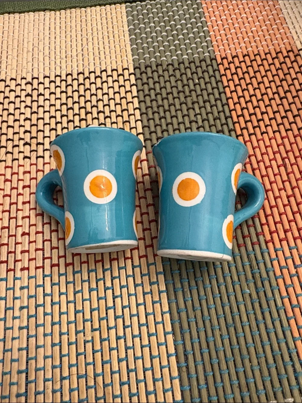 Teal Ceramic Mug-Shaped Salt & Pepper Shakers